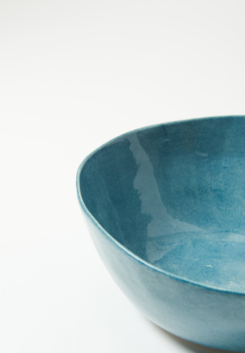 Stamperia Bertozzi Handmade Porcelain Solid Painted Medium Bowl Azzurro Blue	