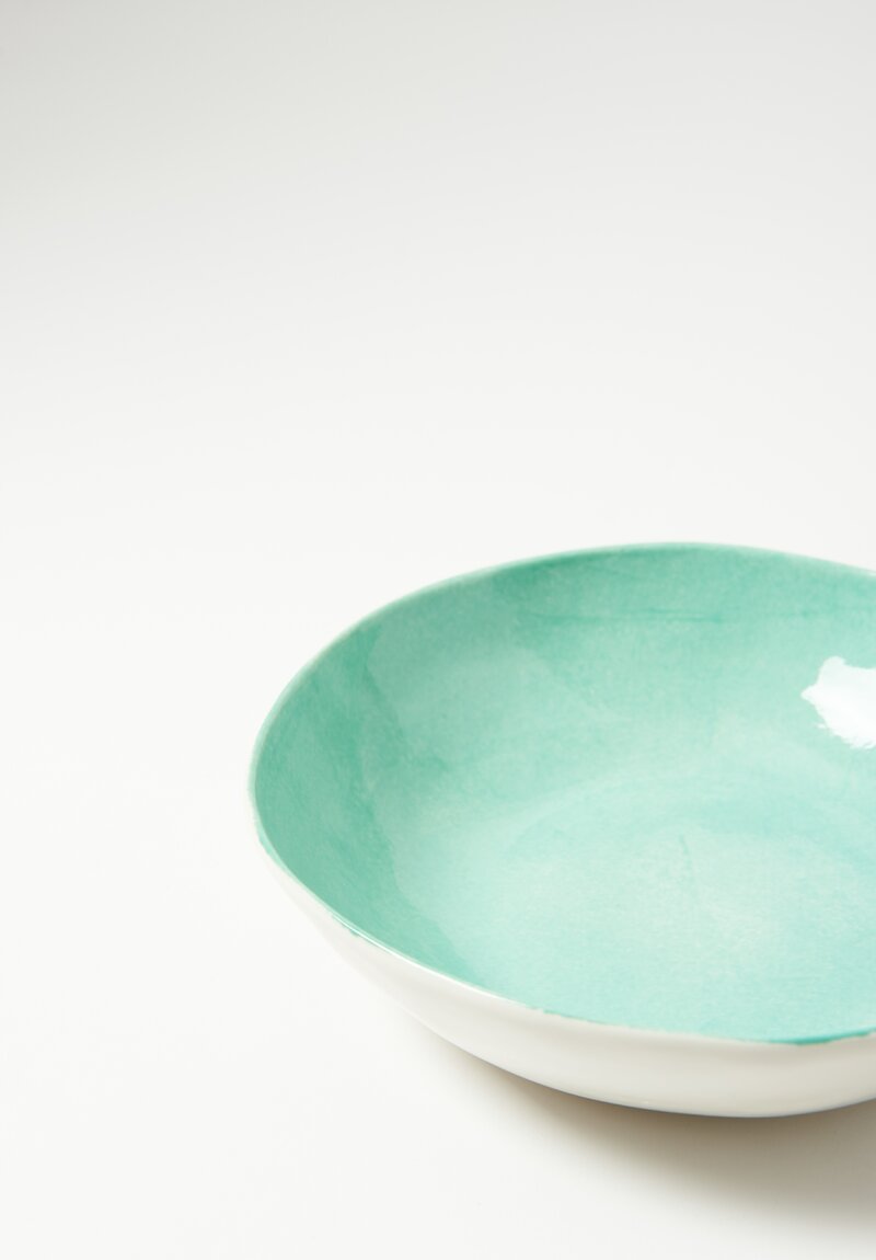 Stamperia Bertozzi Handmade Porcelain Solid Interior Bowl Spring Green	