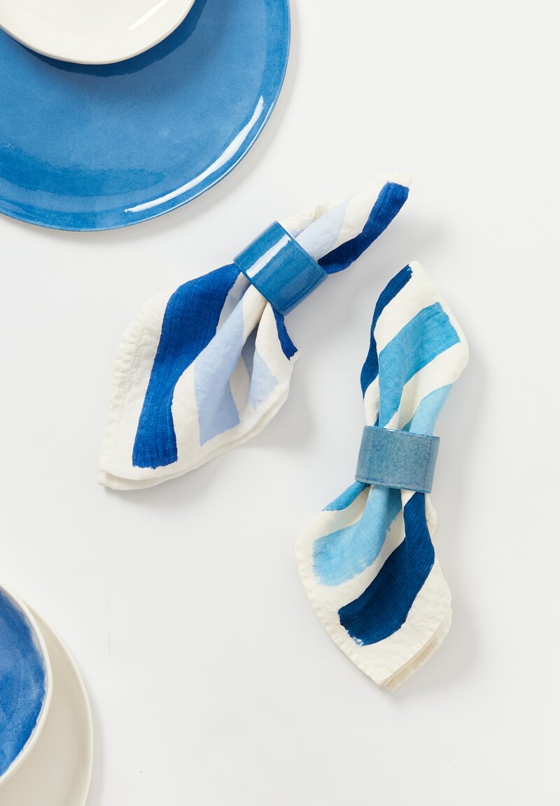 Stamperia Bertozzi Handmade Porcelain Napkin Ring Indaco Blue	