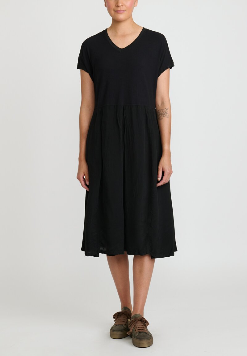 Rundholz Pleated T-Shirt Dress in Black	