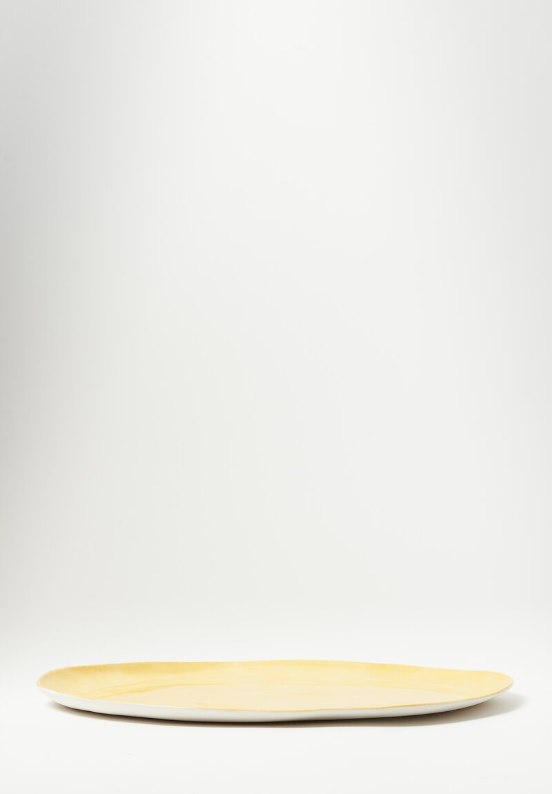 Stamperia Bertozzi Handmade Porcelain Large Oval Plate Giallo Yellow	