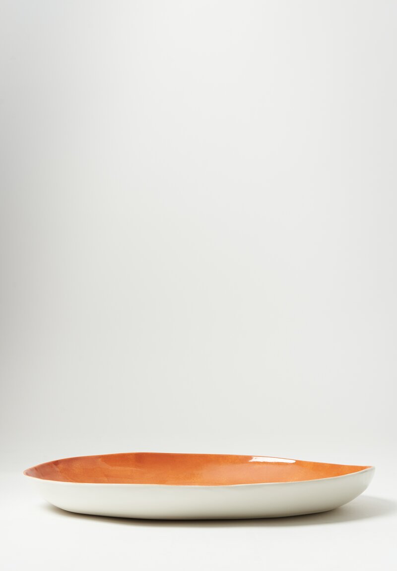 Bertozzi Handmade Porcelain Large Oval Serving Bowl Mandarancio Orange	