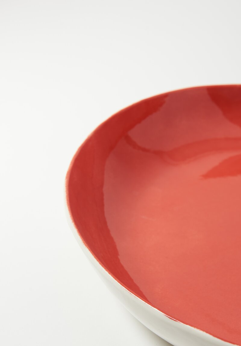 Stamperia Bertozzi Handmade Porcelain Solid Interior Shallow Serving Bowl Scarlatto Red	