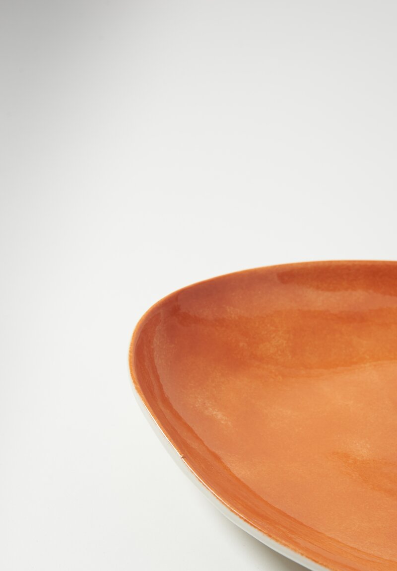 Stamperia Bertozzi Handmade Porcelain Medium Oval Barchetta Plate Mandarancio Orange	