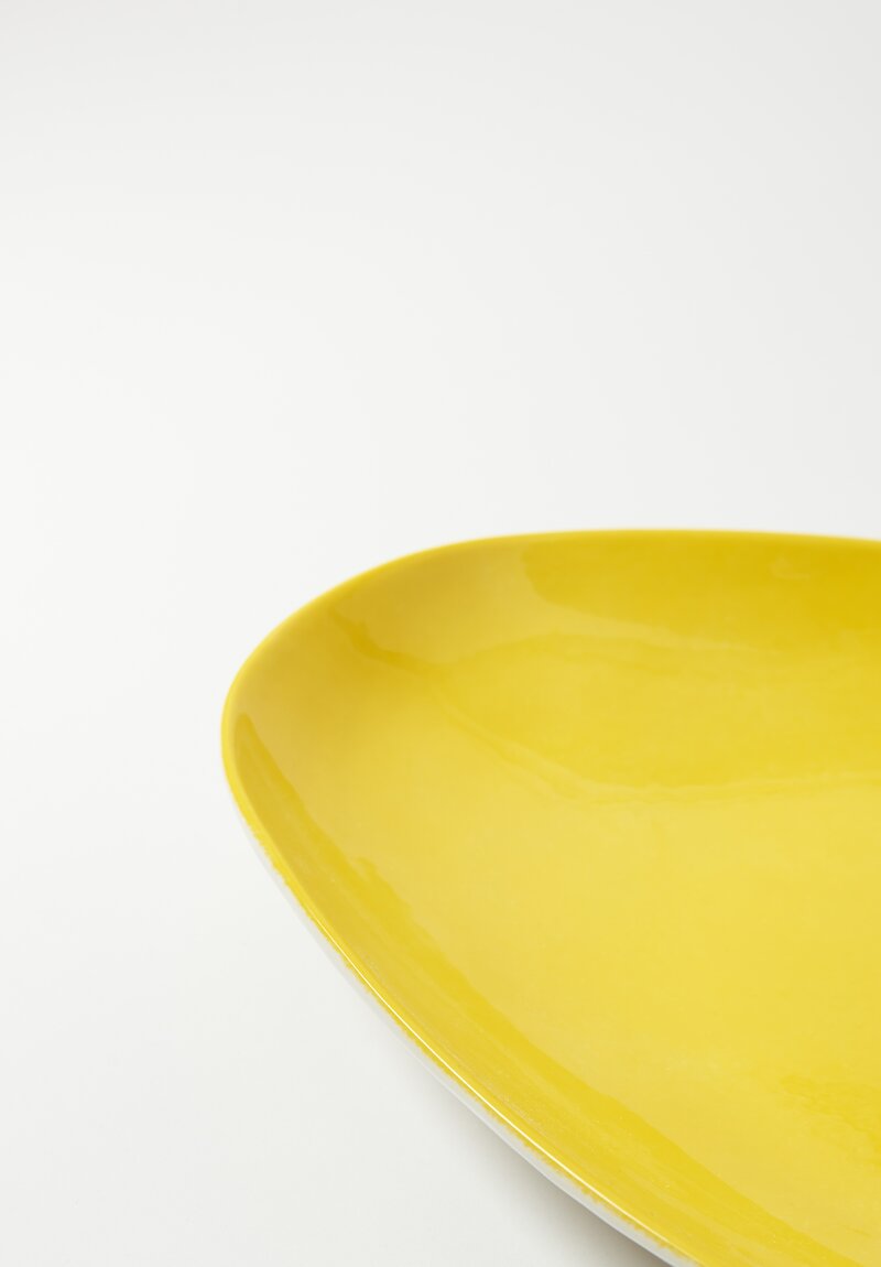 Stamperia Bertozzi Handmade Porcelain Medium Oval Barchetta Plate Giallo Acceso Yellow	