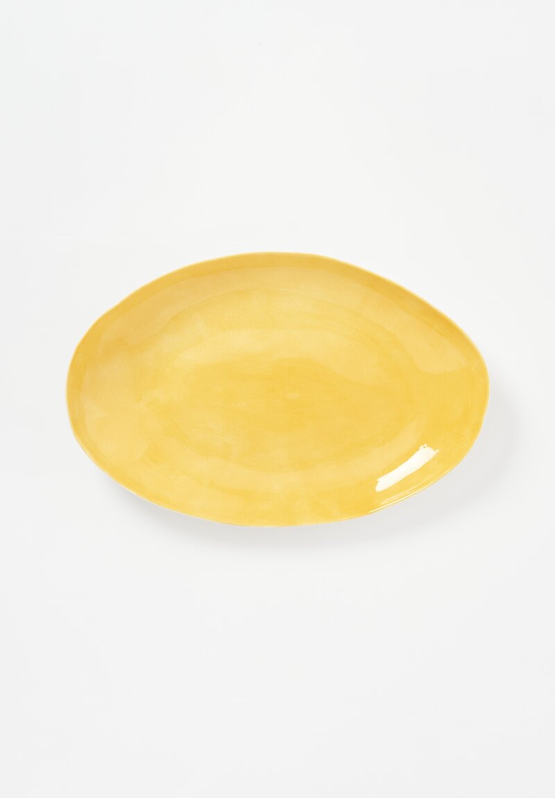 Stamperia Bertozzi Handmade Porcelain Medium Oval Barchetta Plate Giallo Yellow	