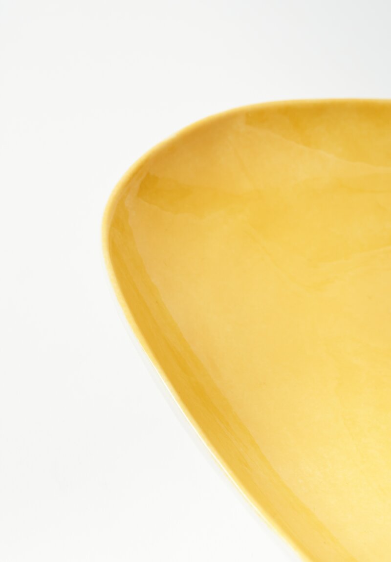 Stamperia Bertozzi Handmade Porcelain Medium Oval Barchetta Plate Giallo Yellow	