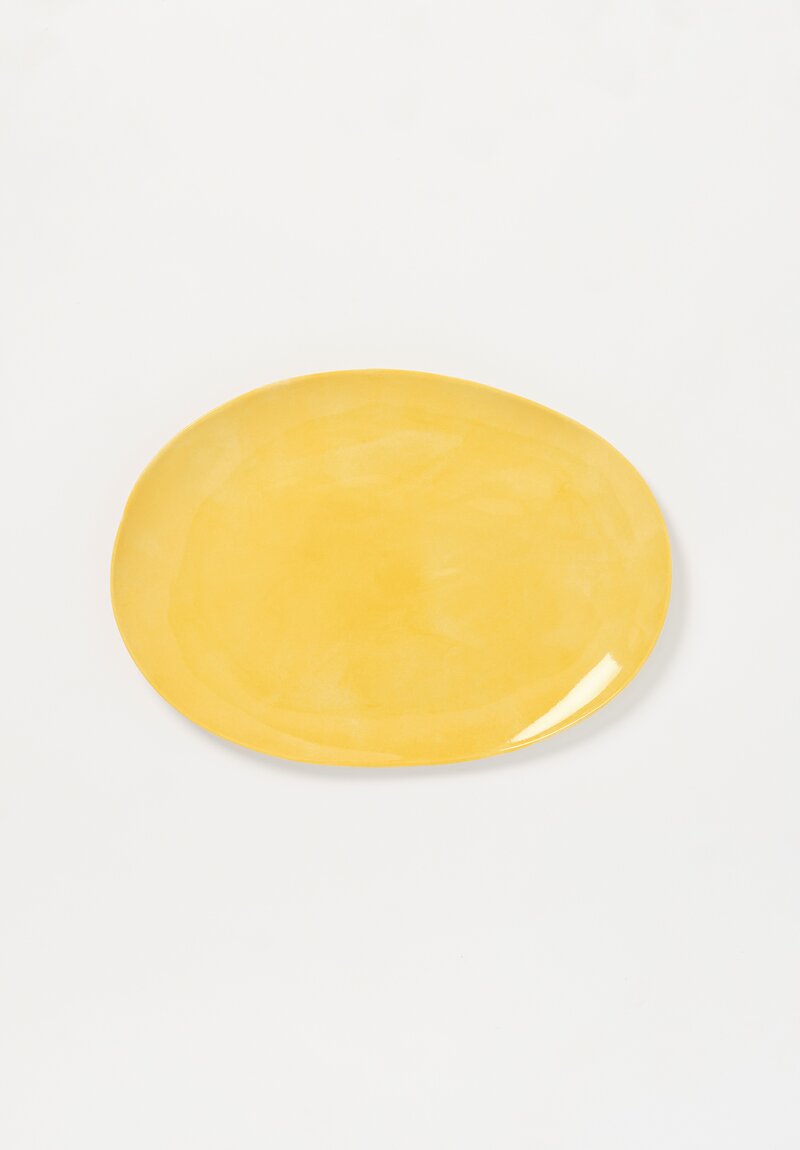 Stamperia Bertozzi Handmade Porcelain Medium Oval Barchetta Plate Giallo Yellow	