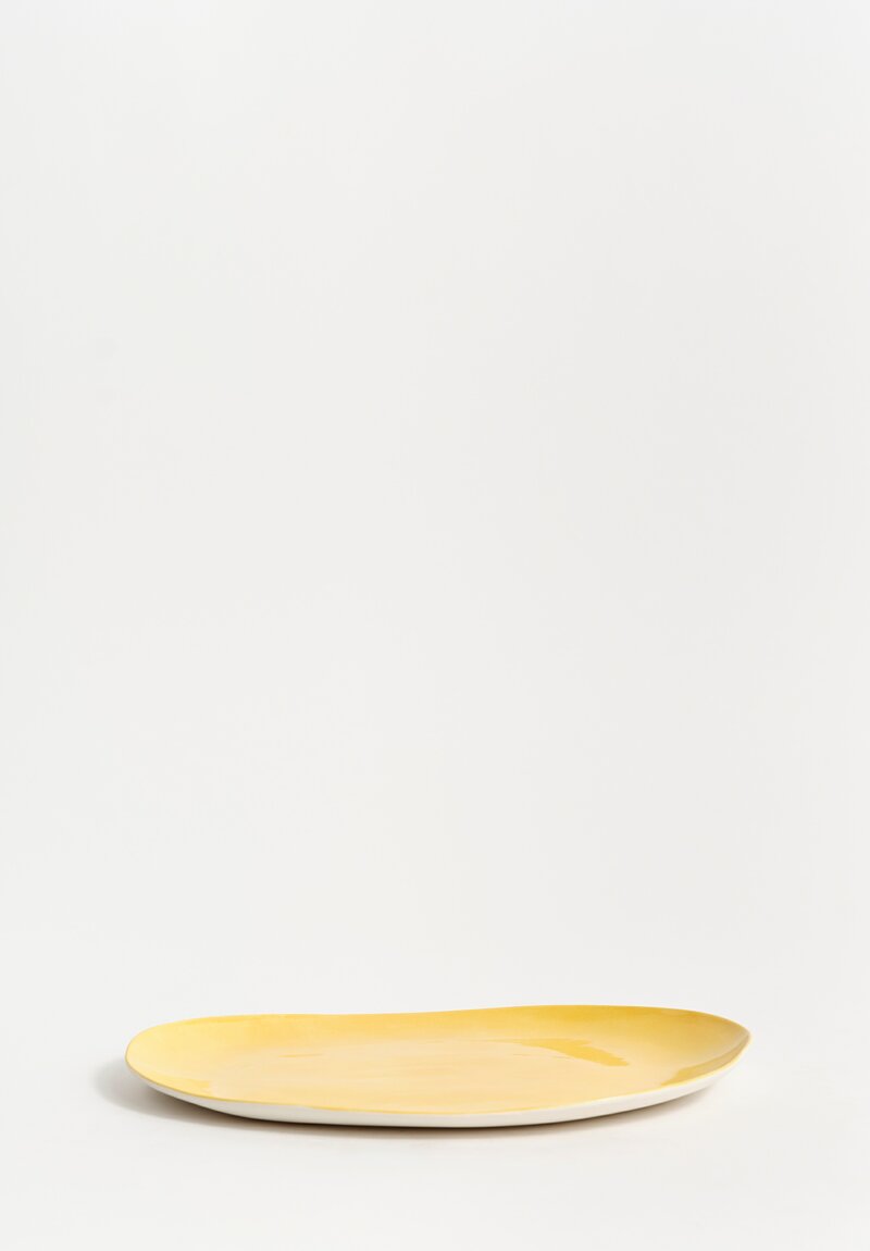 Stamperia Bertozzi Handmade Porcelain Medium Oval Barchetta Plate Giallo Yellow	