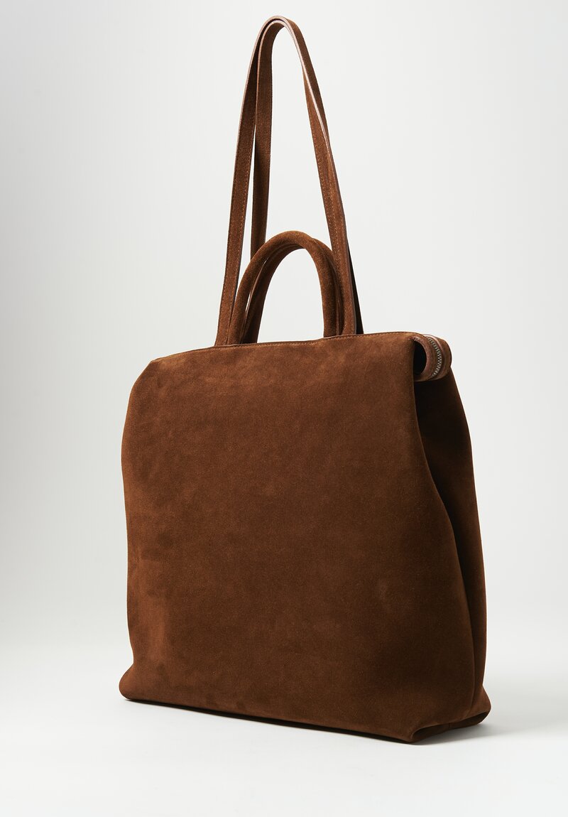 Marsell Large Suede Lunga Tote Bag Marrone Brown	