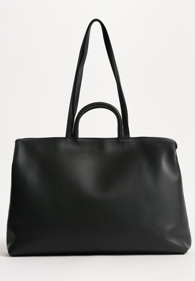 Marsèll Wide Leather Orizzontale Tote Bag in Black