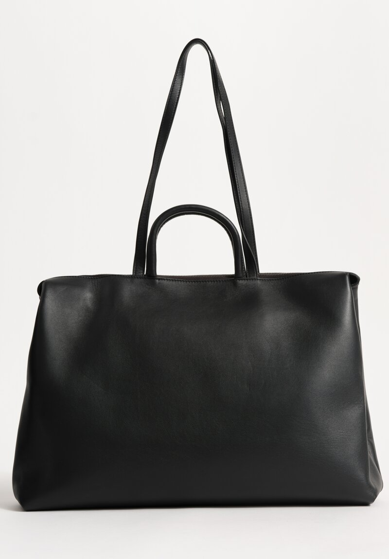 Marsèll Wide Leather Orizzontale Tote Bag in Black