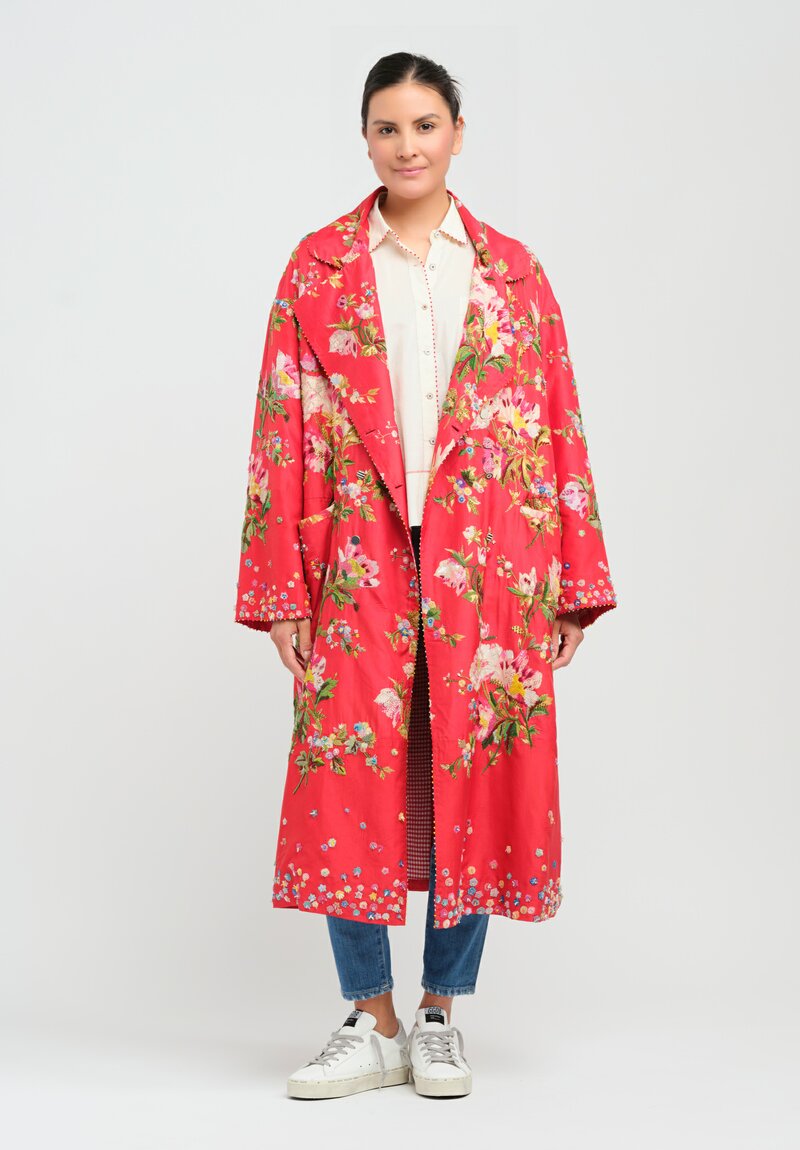 Péro Silk Hand-Embroidered and Beaded Poppy Coat from the Archives	