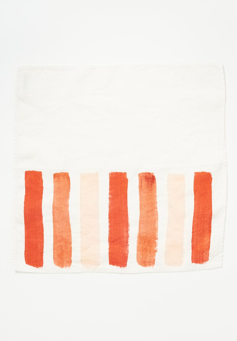 Stamperia Bertozzi Handmade Linen Striped Napkin Gamma Pesca Orange