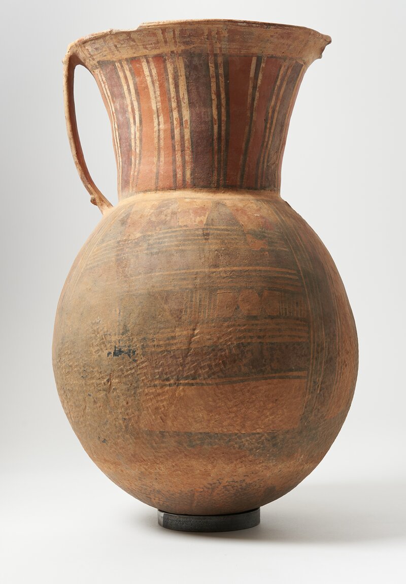Intricattely Patterned Terracotta Pot with Handle from the Fulani of Niger	