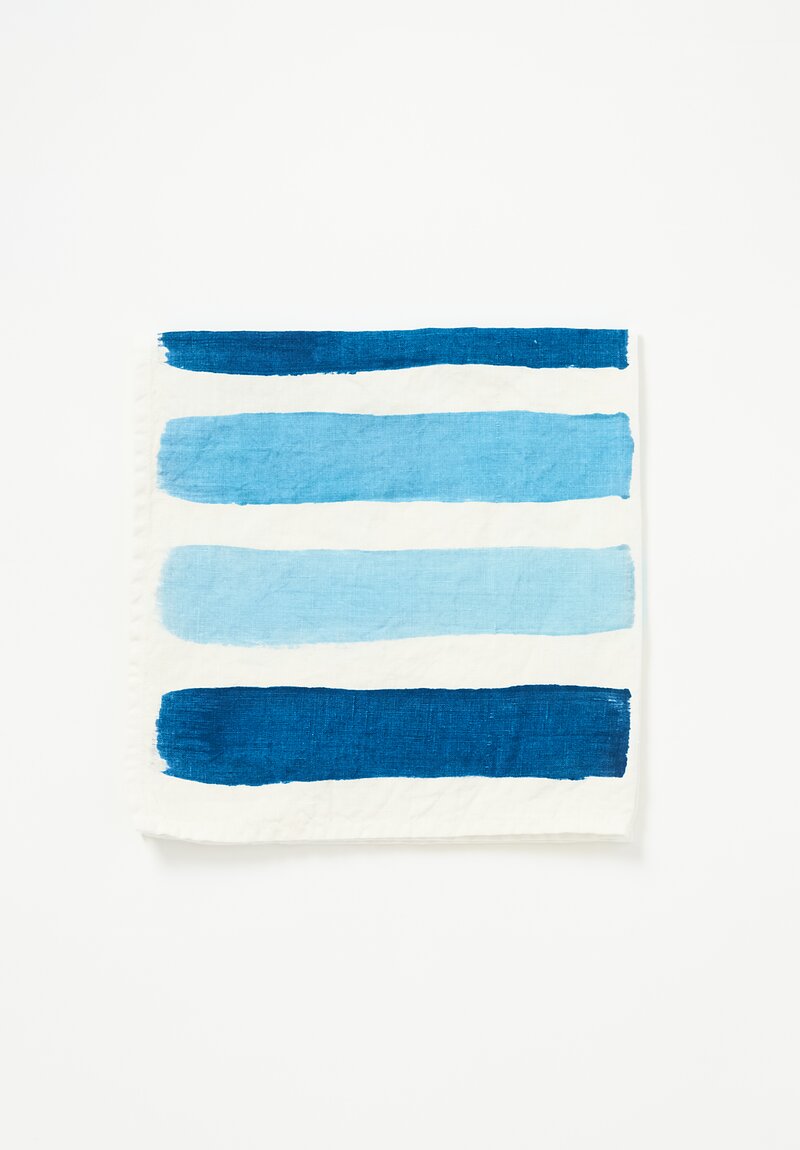 Stamperia Bertozzi Handmade Linen Striped Napkin Gamma Indaco Blue	
