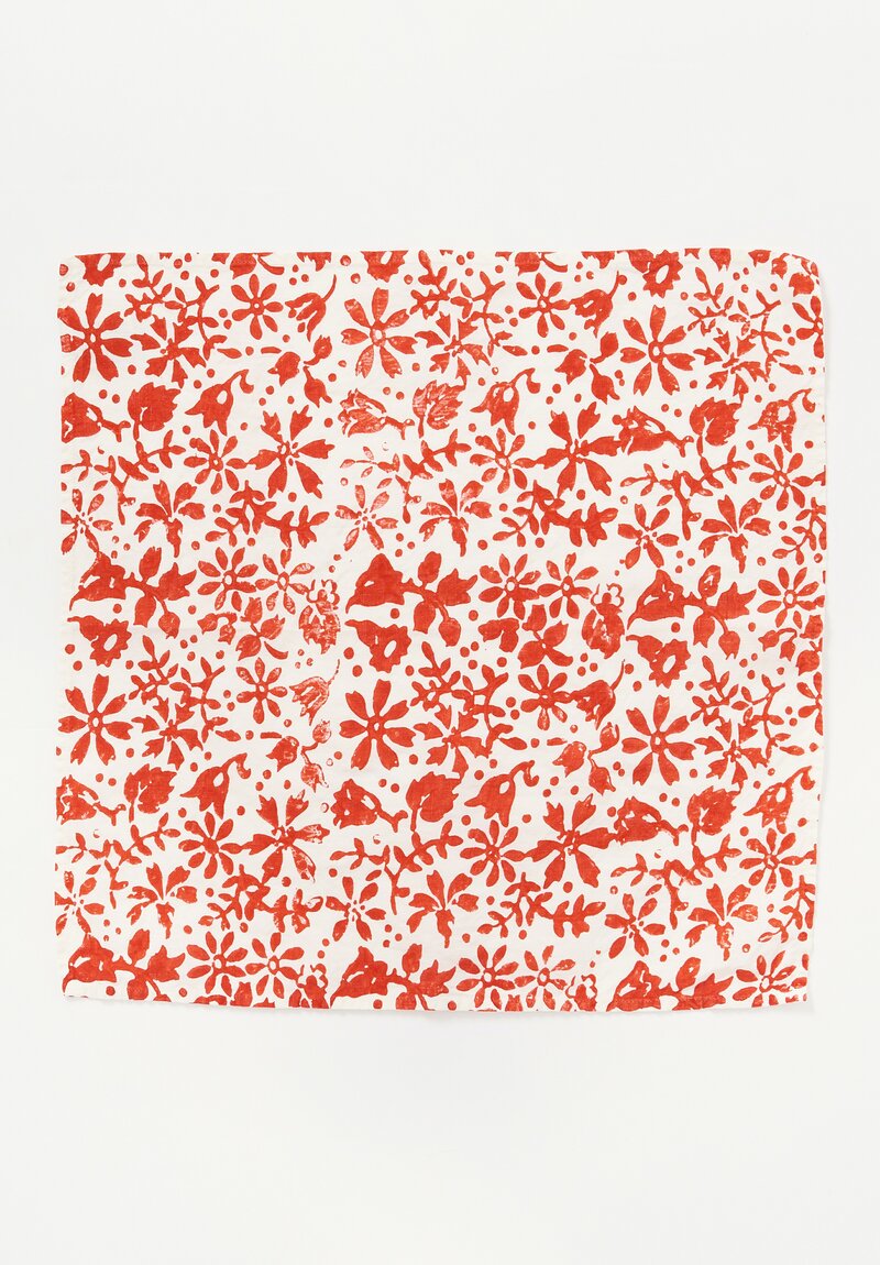 Stamperia Bertozzi Handmade Linen Fiore Napkin Rosso Red	