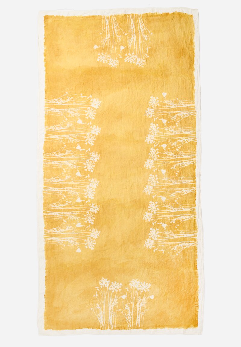 Stamperia Bertozzi Handmade Linen Large Printed Tablecloth Pratoline Senape Yellow	