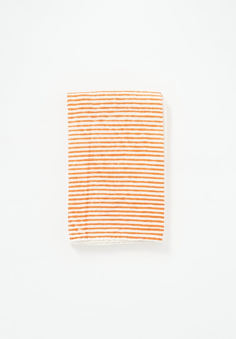 Stamperia Bertozzi Handmade Linen Kitchen Towel Rigato Arancio Orange	
