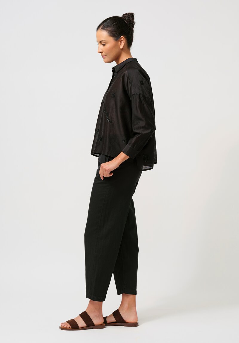 Closed Cotton Linen High-Rise Mawbray Pants in Black