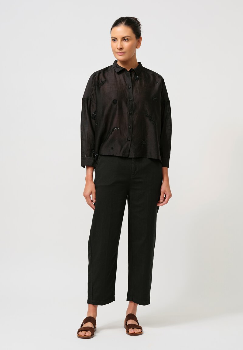 Closed Cotton Linen High-Rise Mawbray Pants in Black