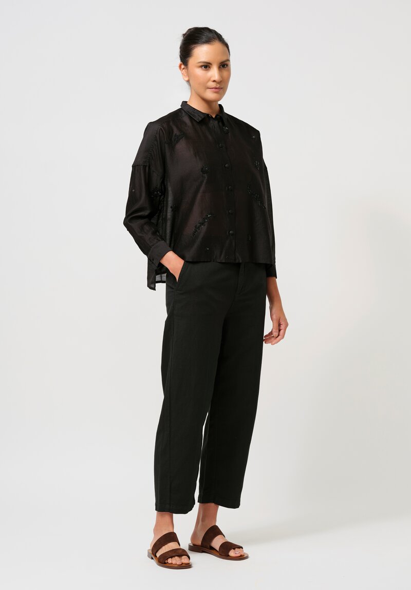 Closed Cotton Linen High-Rise Mawbray Pants in Black