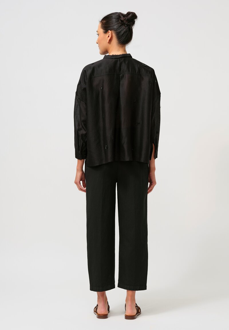 Closed Cotton Linen High-Rise Mawbray Pants in Black