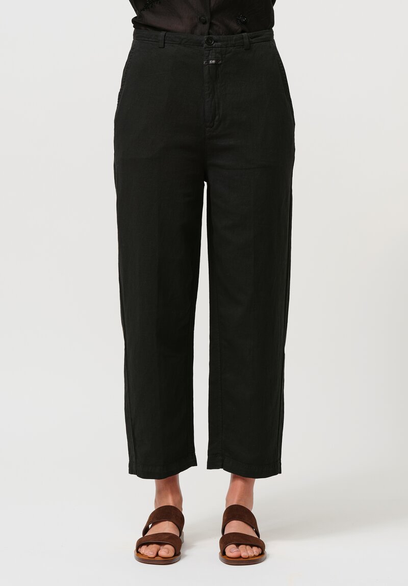 Closed Cotton Linen High-Rise Mawbray Pants in Black