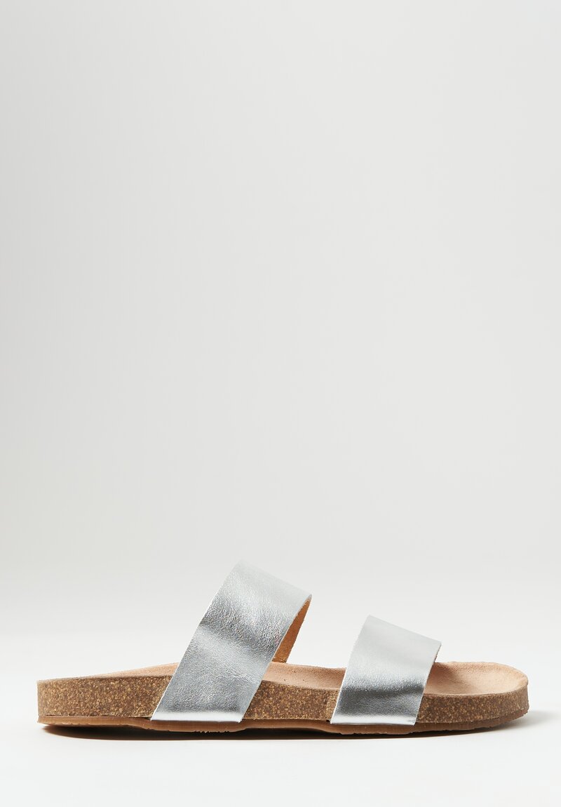 Daniela Gregis Linen Double Band Sandal in Silver