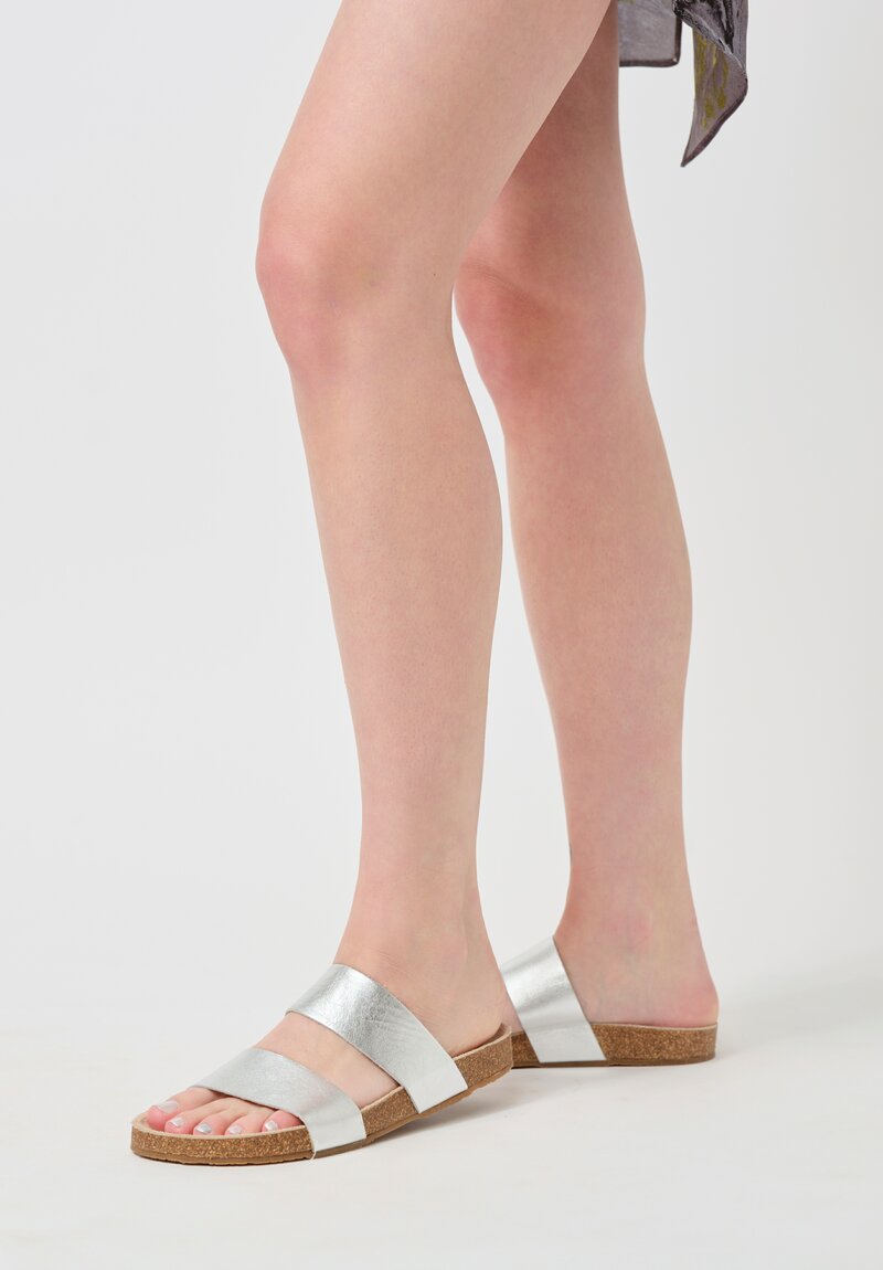 Daniela Gregis Linen Double Band Sandal in Silver