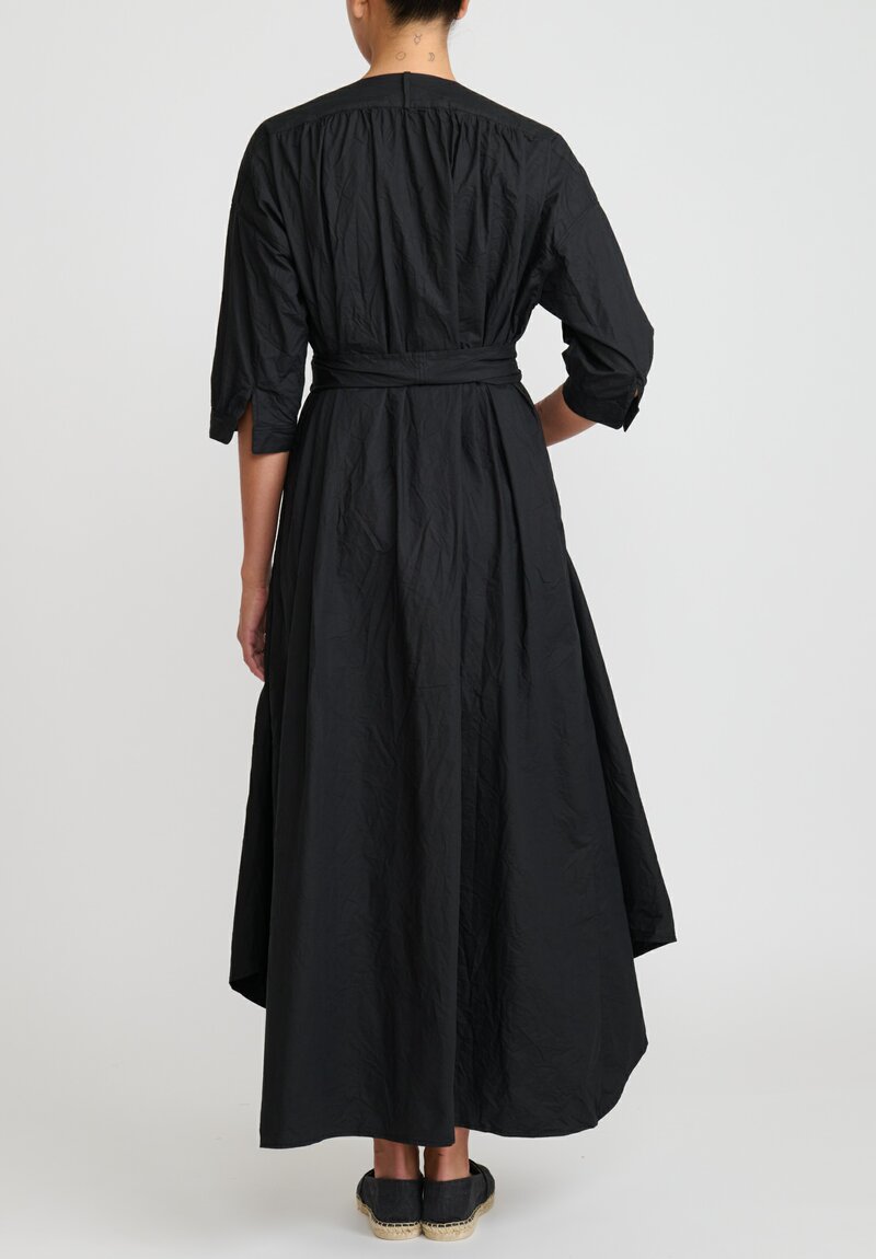 Daniela Gregis Washed Cotton Abito Kora Spicchi Dress in Nero Black	