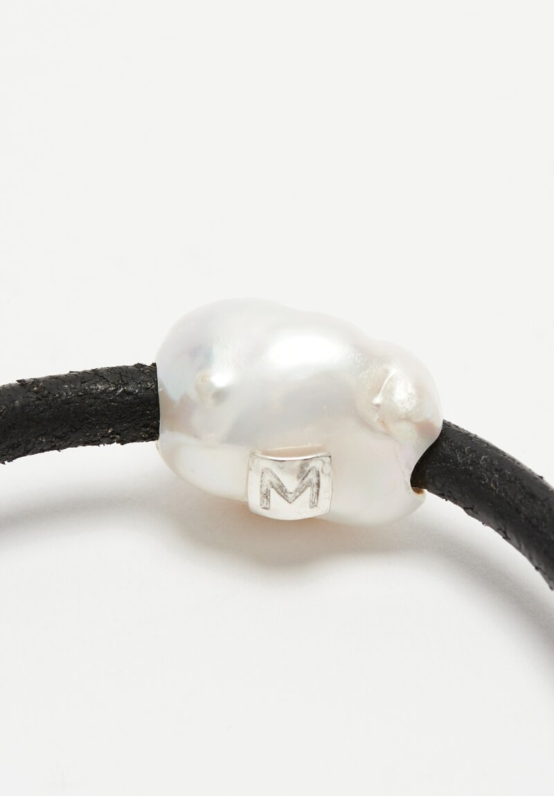 Monies Baroque Pearl and Leather Bangle Bracelet IV	