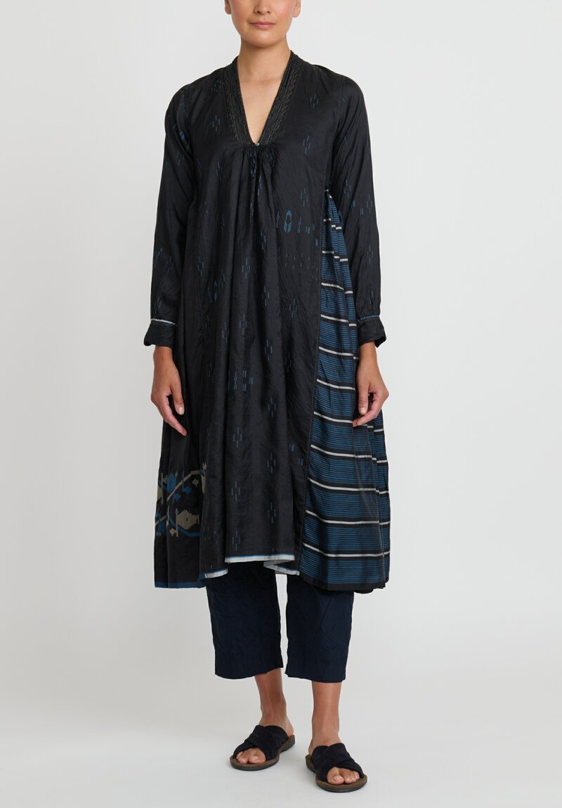 Injiri Silk Embroidered Neel Dress in Black	