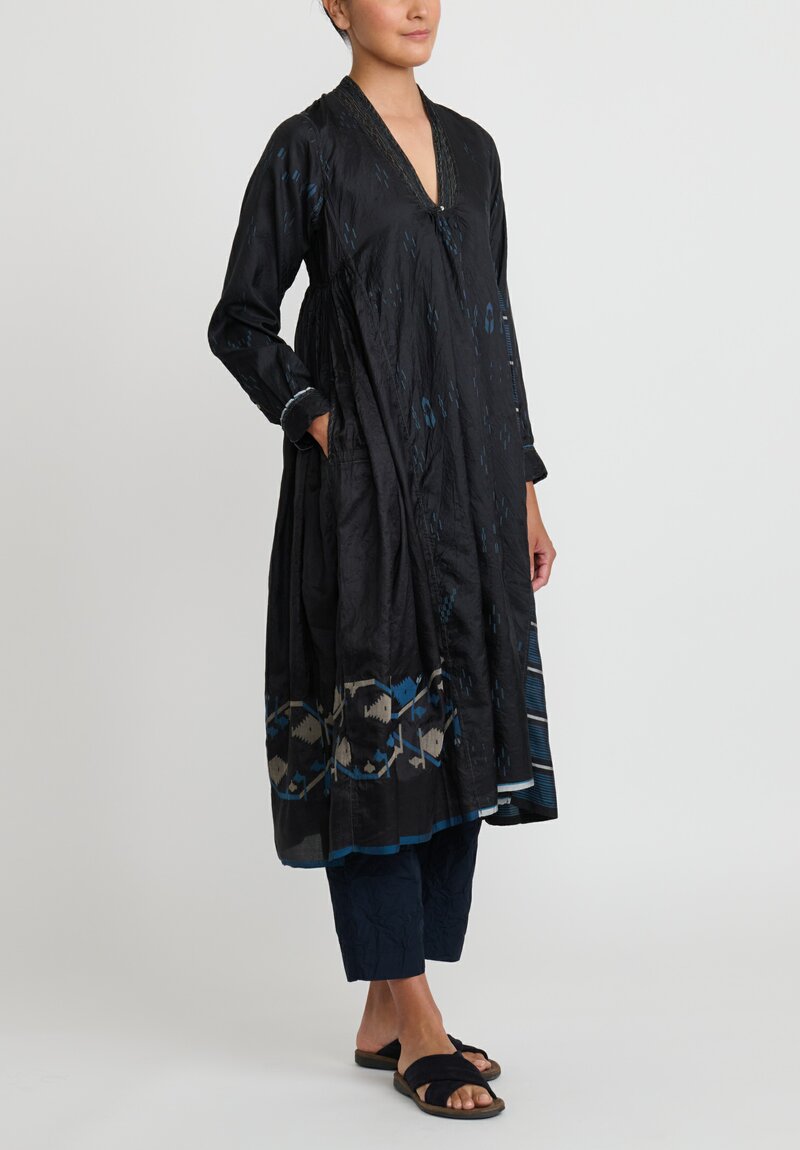 Injiri Silk Embroidered Neel Dress in Black	