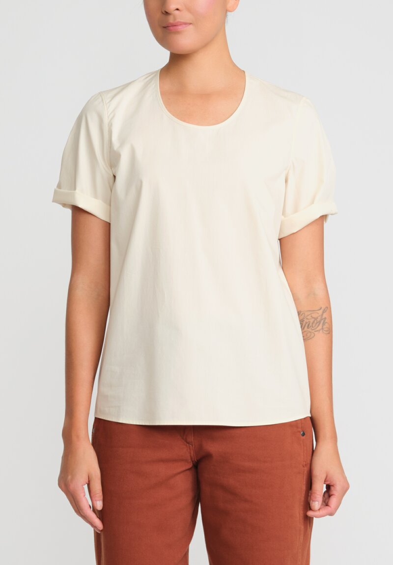 Lemaire Cotton Poplin Soft T-Shirt in Ivory White