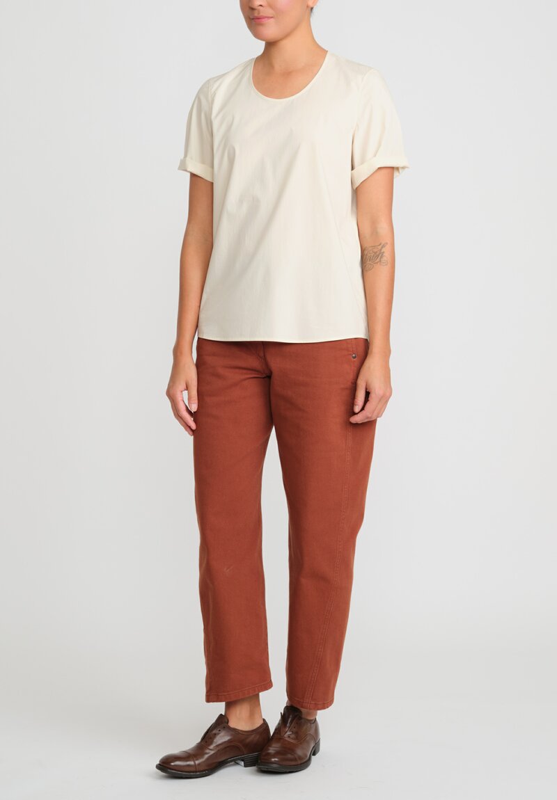 Lemaire Cotton Poplin Soft T-Shirt in Ivory White