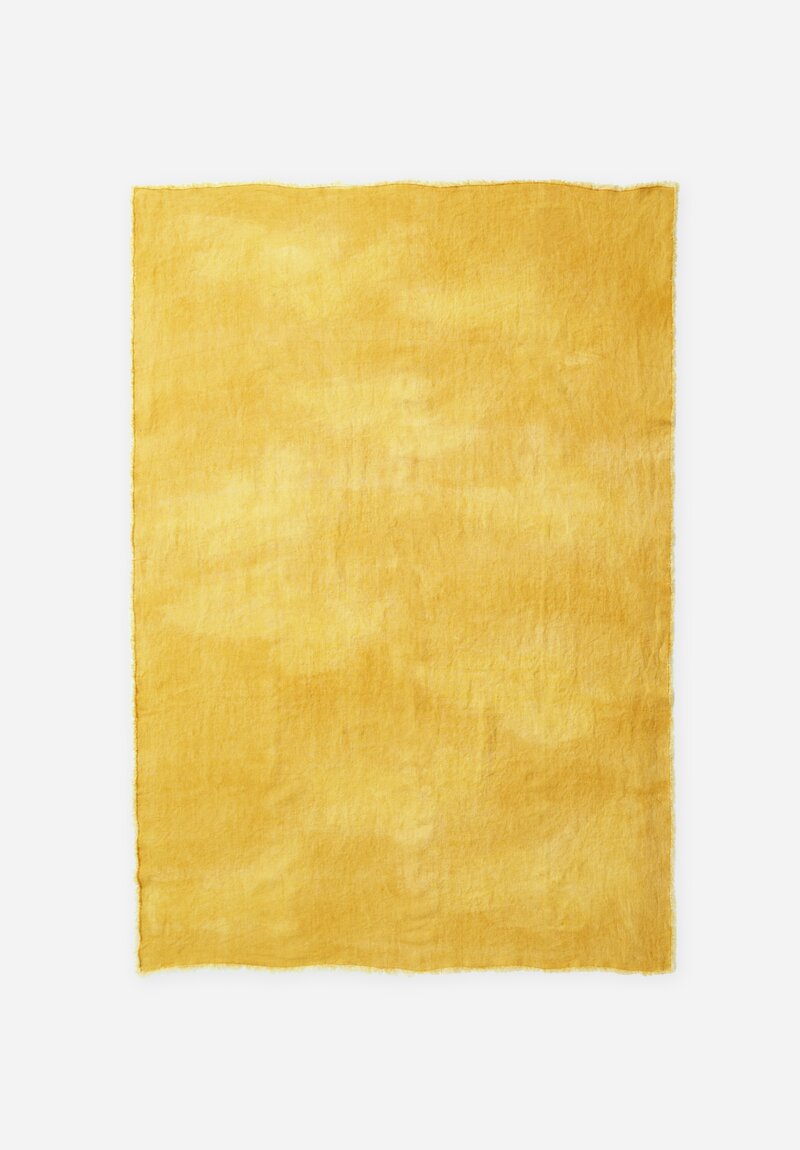 Stamperia Bertozzi Handmade Linen Rectangle Tablecloth Senape Yellow	