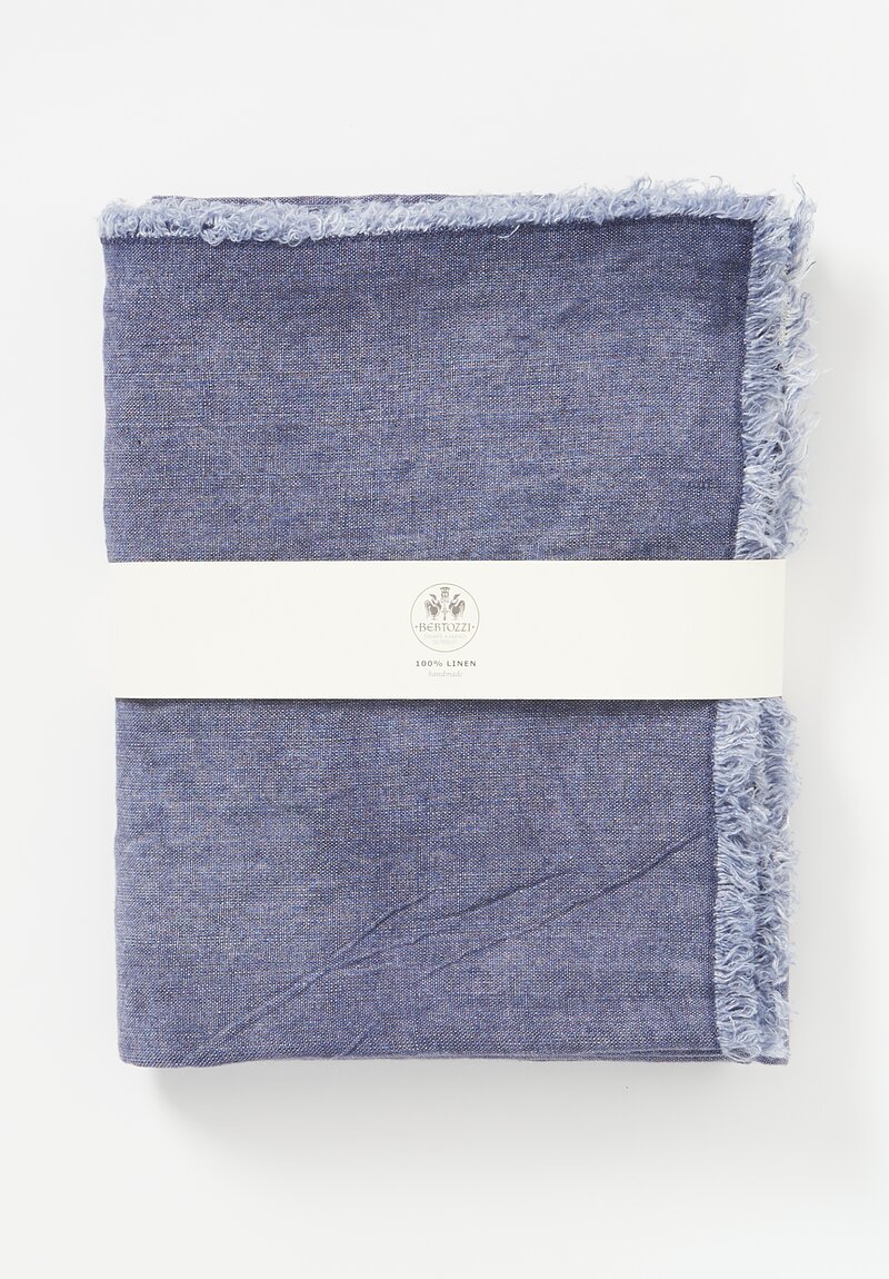 Stamperia Bertozzi Handmade Linen Rectangle Tablecloth Avio Blue	