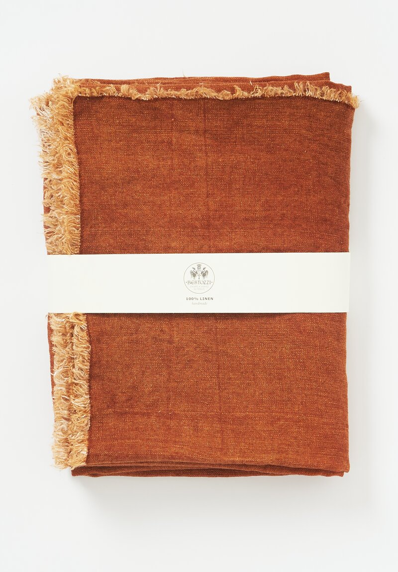 Stamperia Bertozzi Handmade Linen Rectangle Tablecloth Ruggine Orange	