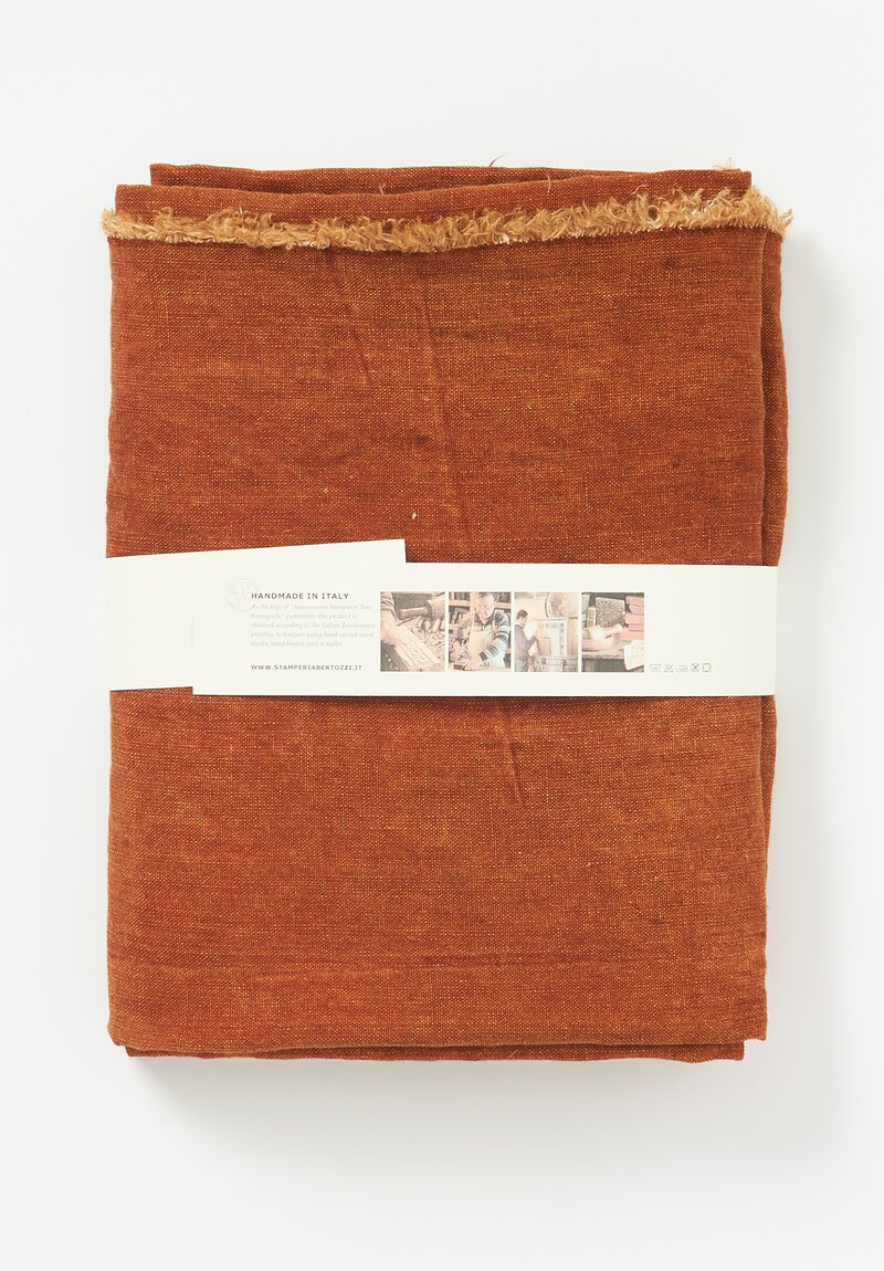 Stamperia Bertozzi Handmade Linen Rectangle Tablecloth Ruggine Orange	