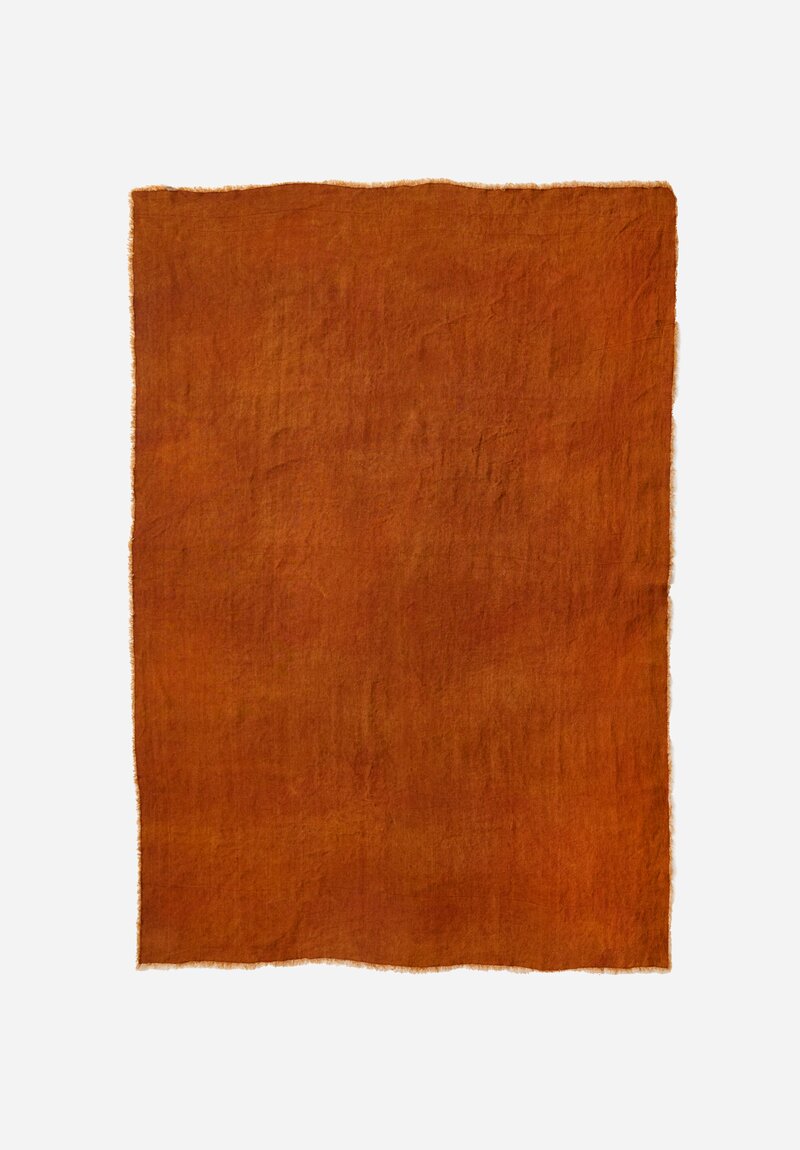 Stamperia Bertozzi Handmade Linen Rectangle Tablecloth Ruggine Orange	