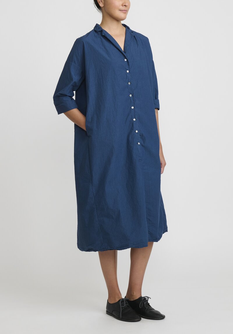 Album Di Famiglia Cotton Tailored Collar TC Dress in Navy Blue