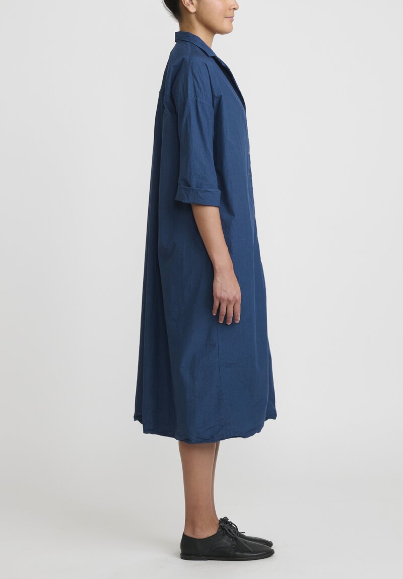 Album Di Famiglia Cotton Tailored Collar TC Dress in Navy Blue