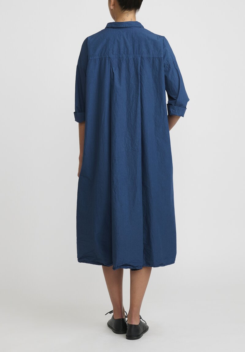 Album Di Famiglia Cotton Tailored Collar TC Dress in Navy Blue