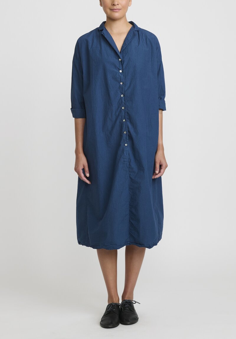 Album Di Famiglia Cotton Tailored Collar TC Dress in Navy Blue