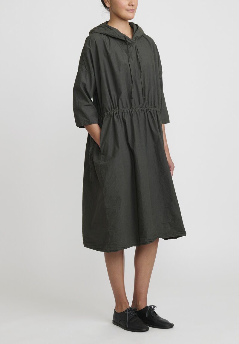 Album di Famiglia Cotton Hooded TC Dress in Moss Green | Santa Fe