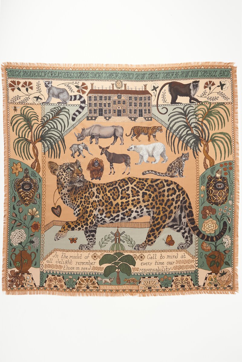 JAGUAR'S PARADISE SILK TWILL SCARF (PEACH/SAGE) — Moda