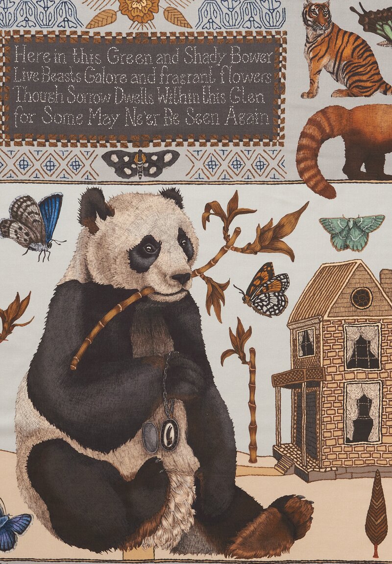 Sabina Savage Wool & Silk The Butterfly Panda Scarf Silver, Smoke Grey	