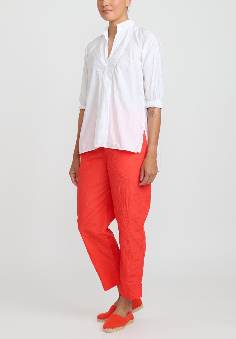 Daniela Gregis Washed Cotton Sigaretta Elastico Pants in Glow Red	