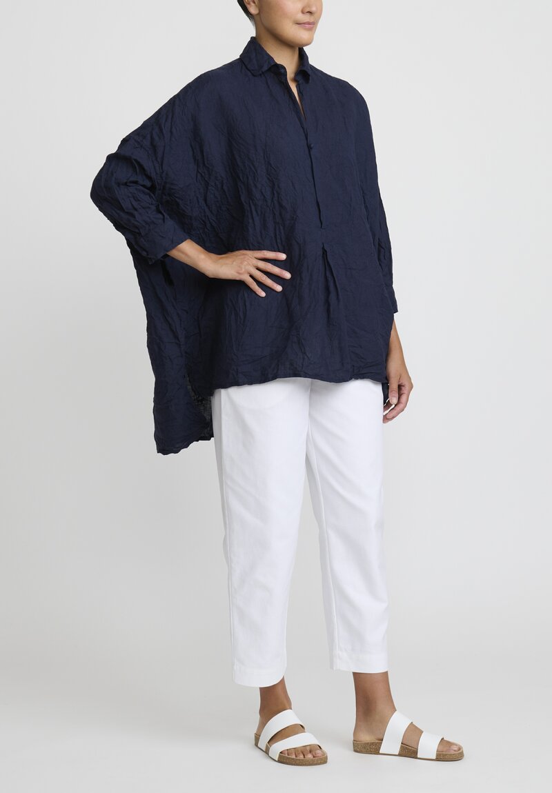 Daniela Gregis Washed Linen Camicia More Rosella Shirt in Navy Blue	